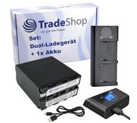 Trade-Shop 2 en 1 Set: batería 10400mAh + USB-C Dual LCD Cargador Compatible con Sony MVC Serie MVC-FD5 MVC-FD7 MVC-FD51 MVC-FD71 MVC-FD73 MVC-FD75 MVC-FD81 MVC-FD83