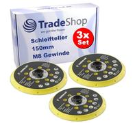 Trade-Shop - 3 discos de apoyo para lijadora orbital (150 mm, compatible con Makita BO6030 BO6040, compatible con lijadora excéntrica Festool RO1 ET2 ES150 ETS150)