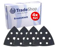 Trade-Shop - 4 tiras de cierre autoadherente de repuesto, 93 x 93 x 93 mm, autoadhesivas, triángulo compatible con Bosch PDA 180 E, compatible con Parkside PDS 290 C3, PDS 290 B2, PDS 290 A1