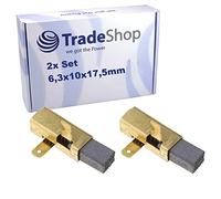 Trade-Shop 492014 - Juego de 2 cepillos de carbón, 6,3 x 10 x 17,5 mm, compatible con Festool Sierra circular de mano, sierra de tracción de tapa