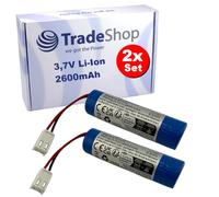 Trade-Shop 51000 51002 51113 51114 5114 51146, Classic 51102 - Lote de 2 baterías de ion de litio (3,7 V/2600 mAh, compatible con Leifheit Dry&Clean 51000, 51002, 51113, 511