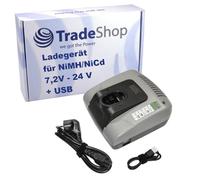 Trade-Shop Cargador de batería 7,2 V-24 V 2 A estación de carga NI-MH/NI-Cd compatible con Bosch 4VE 52314 53514 AHS41 ART26 GDR14.4V GDS14.4V GHO14.4V GHO14.4VH