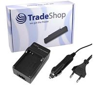 Trade-Shop Cargador de batería con adaptador de coche para Olympus SZ-17 TG-630 TG-835 TG-860, Pentax Optio WG-3 WG-3 GPS WG-10 i10, Ricoh WG-30 WG-30 W
