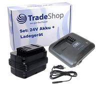 Trade-Shop Cargador de batería de 24 V + batería de Ni-MH, 24 V, 3000 mAh, repuesto para Dewalt DW0242-XRP DW0243 BHA24 DE0246 DE0249 DW0246 DW0249