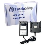Trade-Shop Cargador de batería de ion de litio de 36 V, incluye fuente de alimentación, compatible con Black & Decker LSW40C, LSWV36B, LHT2240CFF / soplador de hojas