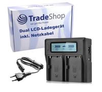 Trade-Shop - Cargador de doble USB con cable de alimentación compatible con Sony PMW-EX1 PMW-EX1R PMW-EX3 PMW-F3 PMW-F3K PMW-F3L PMW-100 PMW-150 PMW-150P PMW-160