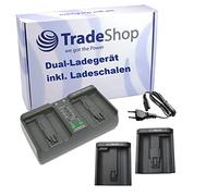 Trade-Shop Cargador de dos canales con bases de carga, cable de alimentación compatible con Nikon EN-EL18, EN-EL4, LP-E4 sustituye MH-26, MH-26A, MH-26aAK, MH-33