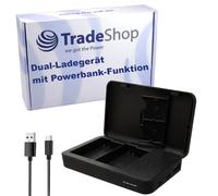 Trade-Shop Cargador doble LED USB-C USB-A con función de banco de energía compatible con Nikon 1 V1, D7000, D7100, D7200, D7500, D8000, D500, D600