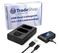 Trade-Shop - Cargador doble USB para 2 baterías con pantalla LCD para Sony Alpha 7 III ILCE-7M3 ILCE-7M3K A7 7R III ILCE-7RM3 A7R III A7R3