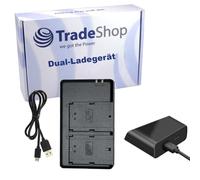 Trade-Shop Cargador USB-C de 2 compartimentos compatible con Canon LP-EL DS401231 LC-E6 LC-E6E EL-1 EL-5 Speedlite con cable micro USB/estación de carga