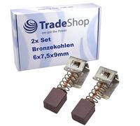 Trade-Shop - Escobillas de carbón de bronce (2 unidades, 6 x 7,5 x 9 mm, compatible con Bosch GSB 14,4 VE-2, GSB 12 VE-2, GSB 18 VE-2 LI, sustituye a 2.607.034.904)