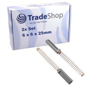 Trade-Shop - Escobillas de carbón para motor (2 unidades, 6 x 6 x 25 mm, compatibles con KitchenAid 5KSM125BER4 5KSM125BOB4 5KSM125EAC4 5KSM125ECU4 5KSM125EER4 5KSM125EOB4