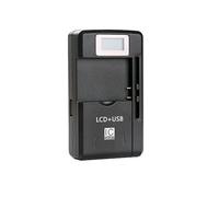 Trade-Shop Estación de carga universal LCD para baterías de ion de litio 3,7 V a 6,5 cm, base ajustable, compatible con teléfonos y cámaras, con puerto USB
