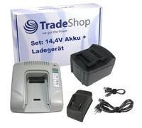 Trade-Shop Juego 2 en 1: batería de ion de litio 14,4 V/3000 mAh + cargador USB compatible con Metabo BS 14.4 6.02105.50 6.02105.51, BS 14.4 Li, ULA 14.4-18