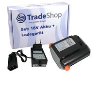 Trade-Shop Juego 2 en 1: batería de ion de litio 18 V 2500 mAh + cargador compatible con Gardena 5ICR18/65 967102001 CS-GRA180PW 5039 8866 8877 8881 9335 9837 9823