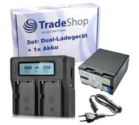 Trade-Shop Juego 2 en 1: batería de ion de litio 4400 mAh + cargador dual USB LCD compatible con Sony PMW-EX160, PMW-EX260, PMW-EX280, PXW-Z280V, PXW-Z190V