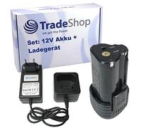 Trade-Shop Juego 2 en 1: batería de Ion de Litio de 12 V/2000 mAh + Cargador rápido de 10,8 V/12 V Equivalente a Worx WA3503 WA3505 WA3509 Rockwell RW9300