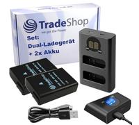 Trade-Shop Juego 3 en 1: 2 baterías de 1030 mAh + cargador USB tipo C Dual LCD compatible con Nikon Coolpix P7000 P7100 P7700 P7800 P8000 / cámara digital videocámara