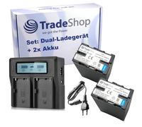 Trade-Shop Juego 3 en 1: 2 baterías de ion de litio de 6600 mAh + cargador dual USB LCD compatible con Sony PMW-EX160, PMW-EX260, PMW-EX280, PXW-Z280V, PXW-Z190V