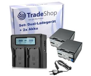 Trade-Shop Juego 3 en 1: 2 baterías de iones de litio de 4400 mAh + cargador dual USB LCD compatible con Sony PMW-EX160, PMW-EX260, PMW-EX280, PXW-Z280V, PXW-Z190V