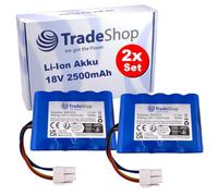 Trade-Shop - Juego de 2 baterías de ion de litio (18 V/2500 mAh, compatible con Sunseeker RMA301M20V RMA501M20V RMA801M20V RMA1001M20V cortacésped)