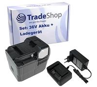 Trade-Shop - Juego de 2 en 1 (batería de iones de litio, 36 V, 4000 mAh, cargador rápido, sustituye a Hitachi Hikoki BSL 3620 BSL 3626X BSL3630 C345030R)