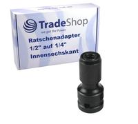 Trade-Shop Llave de impacto de carraca, adaptador de 1/2" cuadrado a 1/4" hexágono interior hexagonal para destornillador de impacto/portabrocas