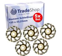 Trade-Shop Turbo-Segment - Disco de lijado profesional (5 unidades, 125 x 22,2 mm, compatible con amoladora angular DeWalt Eibenstock Hilti Flex Collomix)