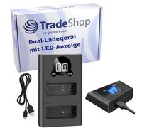 Trade-Shop USB-C - Cargador doble rápido para 2 baterías LCD compatible con Panasonic Lumix DMC-GF3CW DMC-GF3K DMC-GF3P DMC-GF3P DMC-GF3R DMC-GF3T