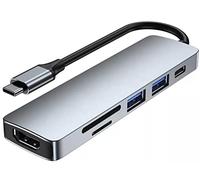 Tradebit - Adaptador USB-C Hub con HDMI Ultra HD 4K, USB 3.0, fuente de alimentación PD 60 W