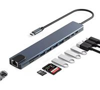 Tradebit - Hub adaptador USB-C con conector HDMI 4K, fuente de alimentación PD de 87 W, LAN 100 Mbit/s
