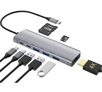 Tradebit - Hub Adaptador USB-C con HDMI 4K, USB 3.0 Gen 1 (5 GB/s), fuente de alimentación PD 100W