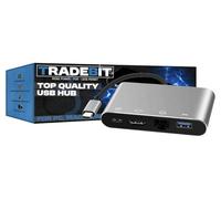 Tradebit - Hub USB-C Adapter I 1x HDMI 4K Ultra HD UHD I 1x LAN RJ45 100 MB/s I 1x USB-C I Power Delivery I Compatible con dispositivos MAC, tabletas, portátiles y smartphones
