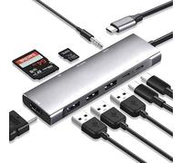 Tradebit - Hub USB-C I Adaptador I HDMI 4K UHD I Micro SD I 3X USB 3.0 I Power Delivery I Carcasa de aluminio I Plug & Play I Compatible con portátil y PC