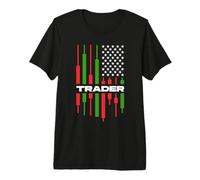 Trader - Amante del Comercio de criptomonedas y acciones de la Bandera de EE. UU Camiseta Premium