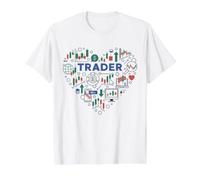 Trader Heart Me Encanta el Comercio de criptomonedas Los Comerciantes de criptomonedas Camiseta gráfica económica, Hombre, Blanco, S