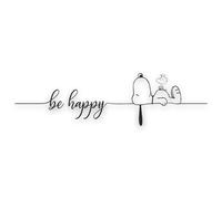 tradercat Adhesivo para coche Snoopy Be Happy - 1 diseño compuesto por 2 piezas para montar - 40 cm x 10 cm - para superficies lisas: ventanas, retrovisores, luneta trasera, capó - con instrucciones