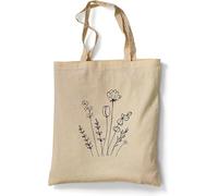 tradercat Bolsa de yute estampada vintage 100% algodón, bolsa de tela impresa, flores One Line Art, bolsa de yute aesthetic como accesorio de moda bolsa de yute, Flower Art 4, 38 x 42 cm