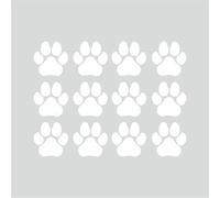 tradercat Juego de 12 pegatinas con diseño de huellas para coche, 6 x 6 cm, para todas las superficies, ventanas, espejos laterales, luna trasera, capó, vehículo, con instrucciones (blanco)