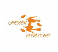 tradercat Pegatina para coche de bruja Carruaje - 15 cm x 10 cm - Adhesivo para todas las superficies - Ventana, espejo lateral, luna trasera, capó, vehículo - Instrucciones (naranja)