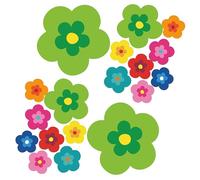 tradercat pril - Juego de 18 pegatinas para coche, diseño de flores, estilo retro para cualquier superficie lisa, ideal para tu coche, diseño de flores (verde)