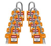 TRADESAFE Juego de 10 candados de seguridad con llave de color naranja con llave diferente - OSHA obediente a loto - 2 llaves por bloqueo - para bloqueo de etiquetas - grado premium