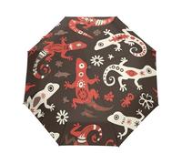 Tradición Africana Lagarto Gecko Paraguas Plegable Automático Paraguas de Viaje Mujer Niño Niña Protección UV Resistencia Viento Impermeable