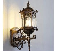 Tradición Balcón Linterna de Pared al Aire Libre Luz Vidrio Impermeable Decoración de Pared Exterior Iluminación Estilo Europeo Lámpara de Pared de jardín Retro
