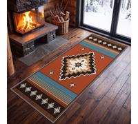 Tradicional tribal étnica geométrica tótem alfombra pasillo largo 80x200 cm, país occidental alfombra pasaje pelo ras - lavable naranja caliente corredor de cocina antideslizante corredor de cama