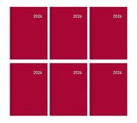 Tradineur - Agenda Anual 2026 - Incluye cinta marcapáginas, planificador de tareas, citas - Color Granate - Tapa Dura - 6 Uds - 21,3 x 15 x 2 cm