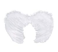 Tradineur - Alas de ángel con Plumas y Tirantes elásticos, Accesorio para Disfraz de diablesa, Demonio, Halloween, Carnaval, Cosplay (Blanco - 60 x 40 cm)