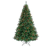 Tradineur - Árbol Artificial de Navidad con 200 Luces LED de Color Amarillo cálido, 412 Puntas de plástico, Incluye Base metálica, Fácil Montaje - 150 cm