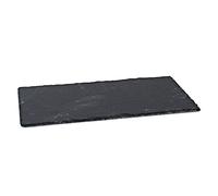 Tradineur - Bandeja Rectangular de Pizarra, Plato para hostelería, Servicio y degustación, Canto rústico, Tabla de Piedra Natural, Servir Aperitivos - 30 x 15 cm