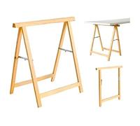Tradineur - Caballete de madera plegable para carpintería, soporte montar tableros, mesa cortar madera, taller, bricolaje, 75 x 73,5 cm